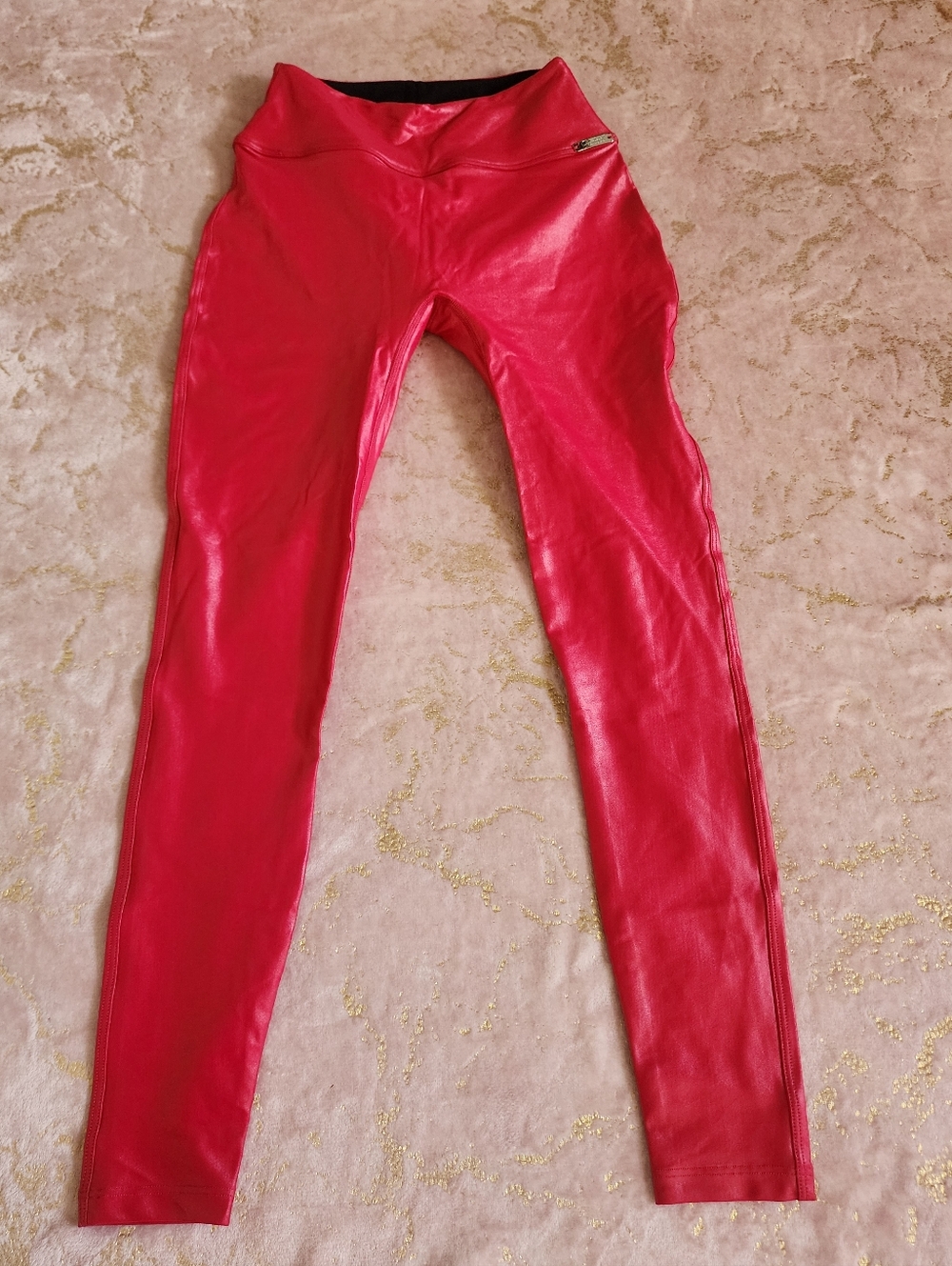 High-Shine Red Faux Leather Leggings